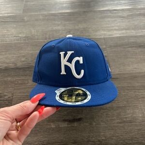 New Era Blue Kids Full Back Hat with White KC Logo 6 5/8